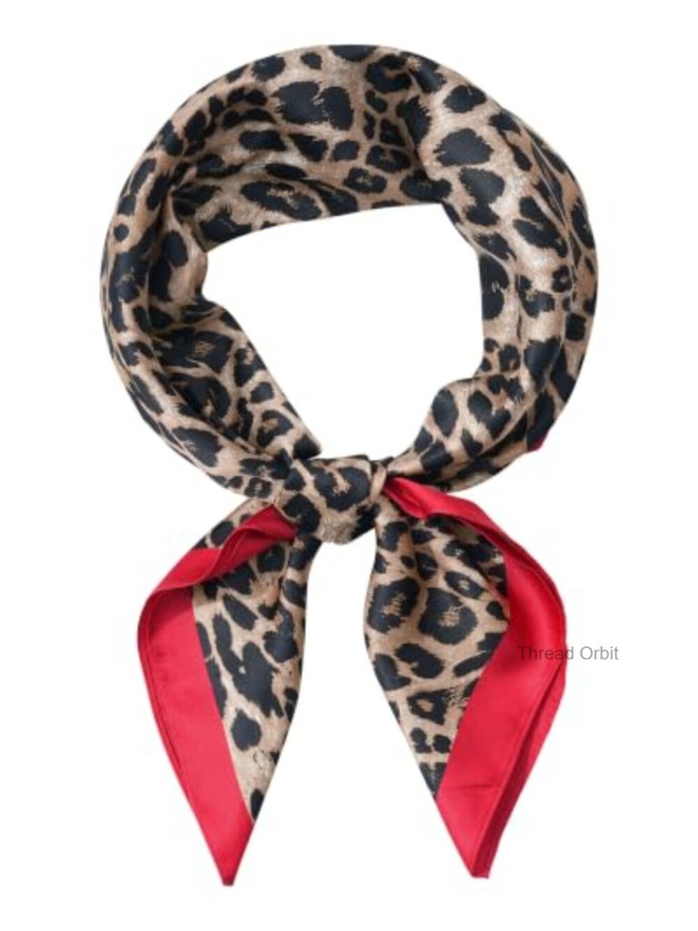 Satin Hair Scarf Reversible 27.5" Square Bandana Leopard Print Animal Multi-Way